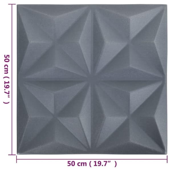 vidaXL 3D-vægpaneler 12 stk. 50x50 cm 3 m² origami grå