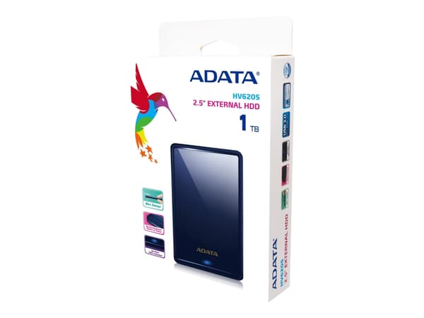 ADATA Classic HV620S - Kiintolevy - 1 TB - ekstern (bærbar) - USB 3.0 - blå