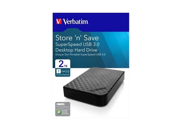 Verbatim Store 'n' Save - Hårddisk - 2 TB - extern (stationär) - USB 3.0 - sort