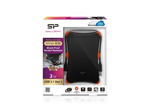 SILICON POWER Armor A30 - Hårddisk - 2 TB - extern (bärbar) - 2,5" - USB 3.0 - sortering