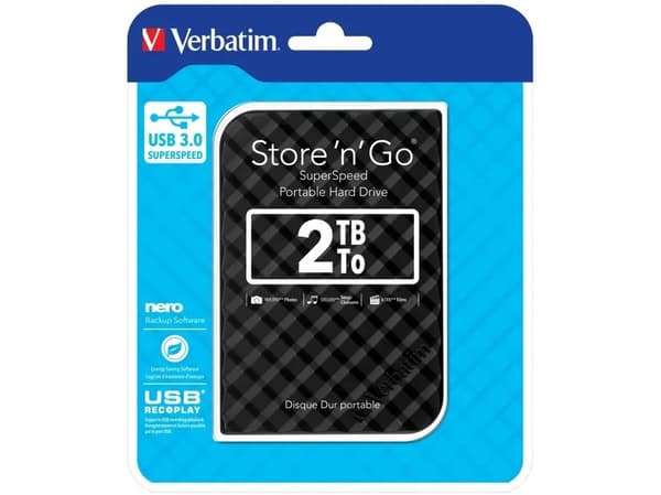 Verbatim Store 'n' Go Portable - Hårddisk - 2 TB - extern (bärbar) - 2,5" - USB 3.0 - sortering