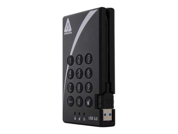 Apricorn Aegis Padlock 3.0 A25-3PL256-2000 - Harddisk - kryptert - 2 TB - ekstern (bærbar) - 2.5" - USB 3.0 - 5400 rpm - buffer: 8 MB - FIPS 197
