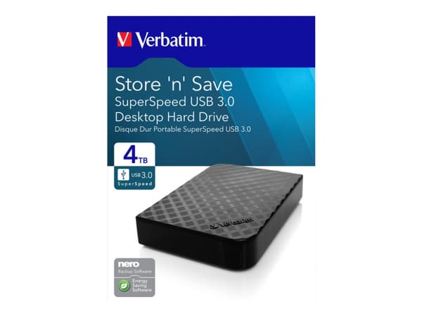 Verbatim Store 'n' Save - Harddisk - 4 TB - ekstern (stasjonær) - USB 3.0 - svart