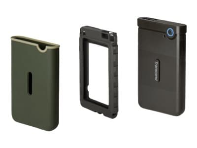 Transcend StoreJet 25M3 - Kiintolevy - 2 TB - ulkoinen (kannettava) - 2,5" - USB 3.1 Gen 1 - 256-bittinen AES - sotilasvihreä