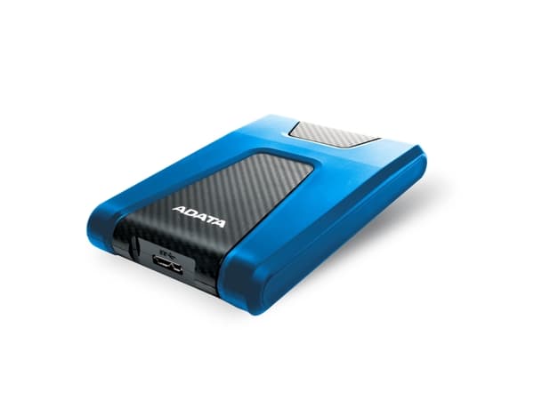 ADATA DashDrive Durable HD650 - Harddisk - 1 TB - ekstern (bærbar) - 2.5" - USB 3.1 - 256-bit AES - blå