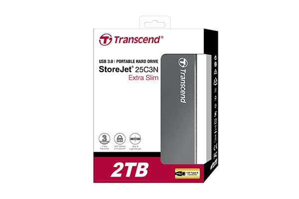 Transcend StoreJet 25C3 - Hårddisk - 2 TB - extern (bärbar) - 2.5" - USB 3.0 - järngrå