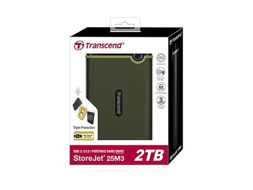 Transcend StoreJet 25M3 Slim - Harddisk - 1 TB - ekstern (bærbar) - 2.5" - USB 3.0 - militærgrønn