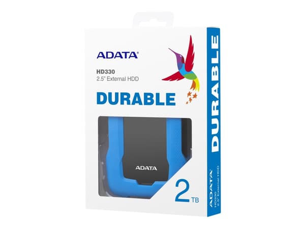 ADATA HD330 - Hårddisk - 2 TB - extern (bärbar) - USB 3.1 - 256-bitars AES - blå