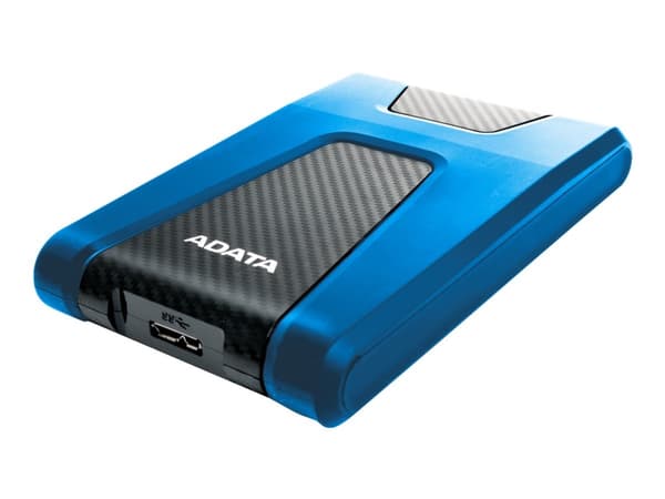ADATA DashDrive Durable HD650 - Harddisk - 2 TB - ekstern (bærbar) - 2.5" - USB 3.1 - 256-bit AES - blå