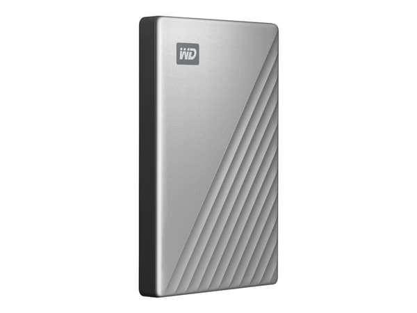 WD My Passport Ultra for Mac WDBKYJ0020BSL - Hårddisk - krypterad - 2 TB - extern (bärbar) - USB 3.0 (USB-C stikforbindelse) - 256-bit AES - silver