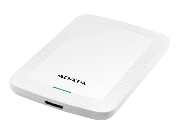 ADATA HV300 - Harddisk - 1 TB - ekstern (bærbar) - USB 3.1 - 256-bit AES - hvit