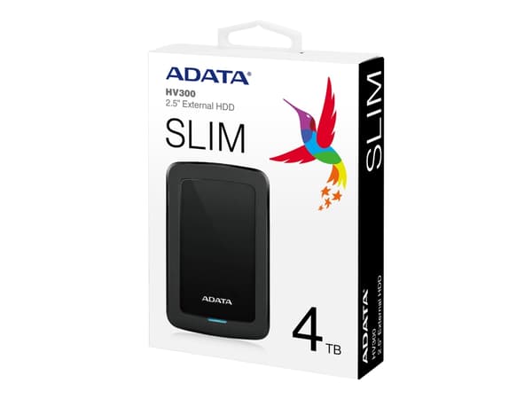 ADATA HV300 - Harddisk - 4 TB - ekstern (bærbar) - USB 3.1 - 256-bit AES - svart