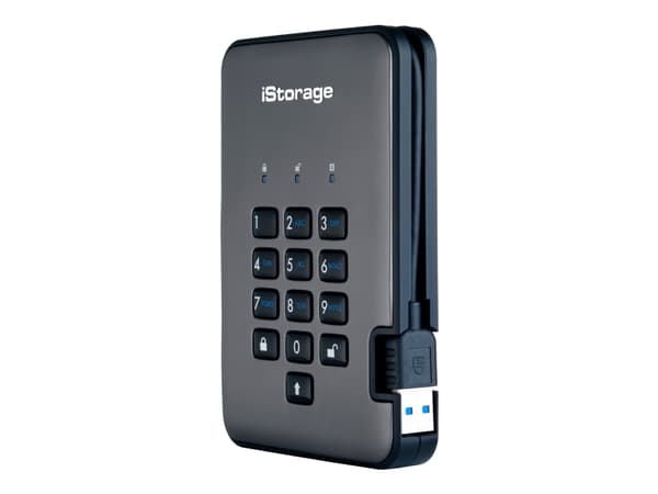 iStorage diskAshur PRO² - Harddisk - kryptert - 500 GB - ekstern (bærbar) - USB 3.1 - FIPS 197, 256-bits SHA, 256-bit AES-XTS - TAA-samsvar