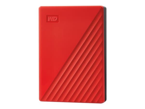 WD My Passport WDBPKJ0040BRD - Harddisk - kryptert - 4 TB - ekstern (bærbar) - USB 3.2 Gen 1 - 256-bit AES - rød