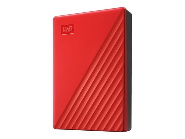 WD My Passport WDBPKJ0040BRD - Harddisk - kryptert - 4 TB - ekstern (bærbar) - USB 3.2 Gen 1 - 256-bit AES - rød