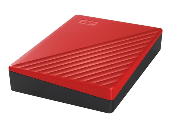 WD My Passport WDBPKJ0040BRD - Harddisk - kryptert - 4 TB - ekstern (bærbar) - USB 3.2 Gen 1 - 256-bit AES - rød