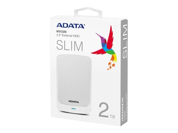 ADATA HV320 - Harddisk - 2 TB - ekstern (bærbar) - USB 3.1 - hvit