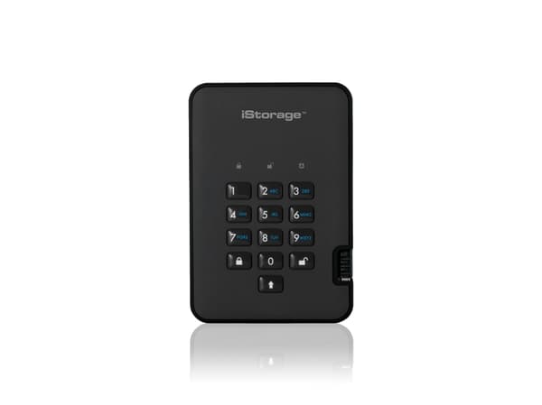 iStorage diskAshur 2, 2 TB, 3.2 Gen 1 (3.1 Gen 1), 5400 RPM, Svart