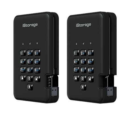 iStorage diskAshur 2, 3 TB, 3.2 Gen 1 (3.1 Gen 1), 5400 RPM, Sort