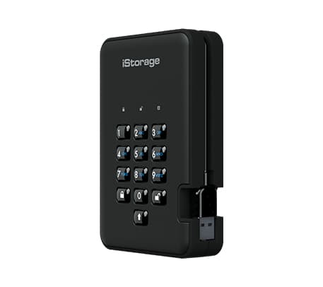 iStorage diskAshur 2, 3 TB, 3.2 Gen 1 (3.1 Gen 1), 5400 RPM, Sort