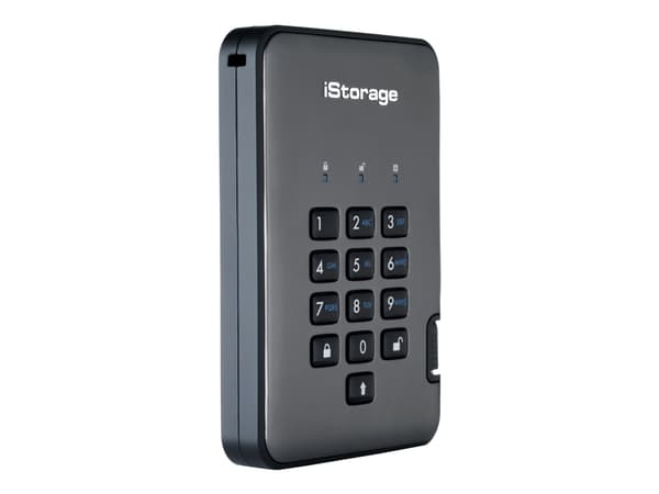 iStorage diskAshur PRO² - Hårddisk - krypterad - 1 TB - extern (bärbar) - USB 3.1 - FIPS 197, 256-bit SHA, 256-bit AES-XTS - TAA-kompatibel