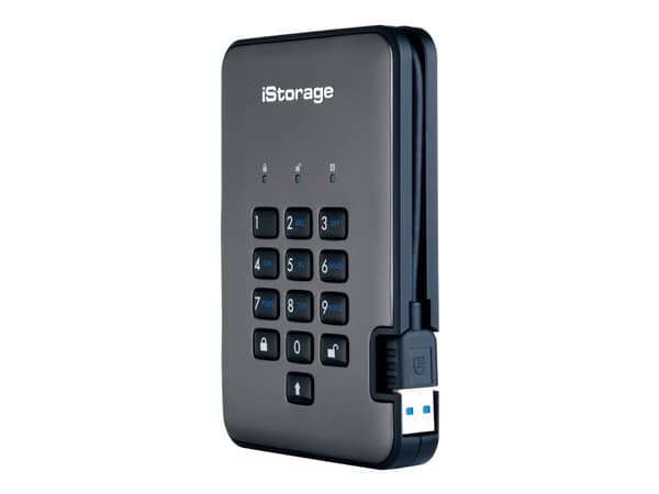 iStorage diskAshur PRO² - Hårddisk - krypterad - 1 TB - extern (bärbar) - USB 3.1 - FIPS 197, 256-bit SHA, 256-bit AES-XTS - TAA-kompatibel