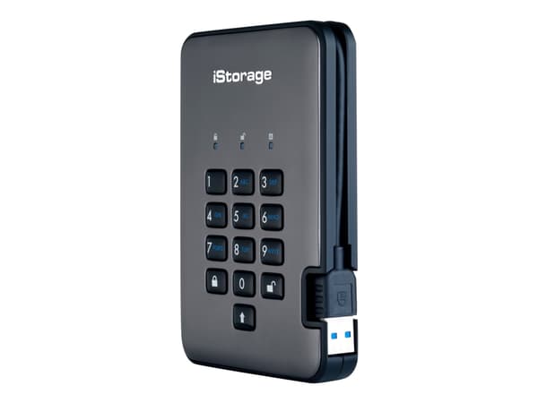 iStorage diskAshur PRO² - Harddisk - kryptert - 4 TB - ekstern (bærbar) - USB 3.1 - FIPS 197, 256-bits SHA, 256-bit AES-XTS - TAA-samsvar