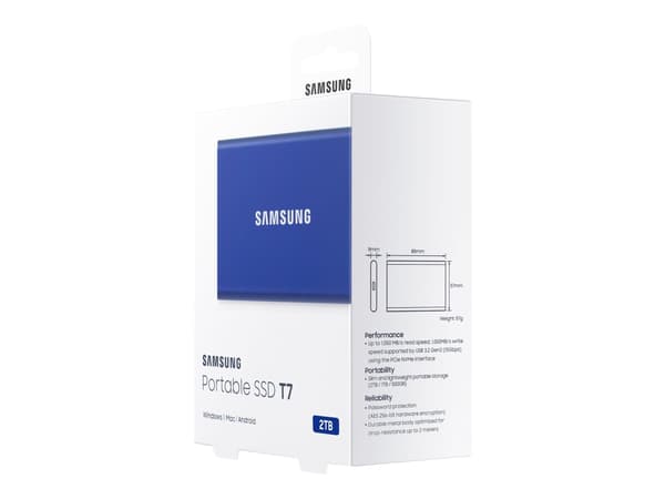 Samsung Portable SSD T7 2000 GB Blå