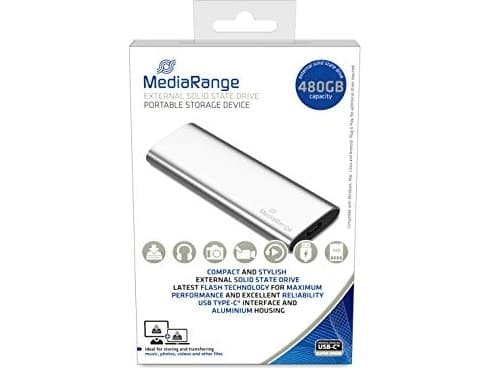 MediaRange MR1102 - SSD - 480 GB - ekstern (bærbar) - USB 3.2 Gen 2 (USB-C kontakt) - sølv