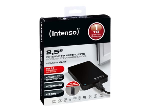 Intenso MEMORY PLAY - Hårddisk - 1 TB - extern (bärbar) - 2,5" - USB 3.0 - 5400 rpm - buffert: 8 MB - sortering