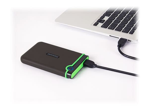 Transcend StoreJet 25M3 - Harddisk - 4 TB - ekstern (bærbar) - 2.5" - USB 3.1 Gen 1 - AES - jerngrå