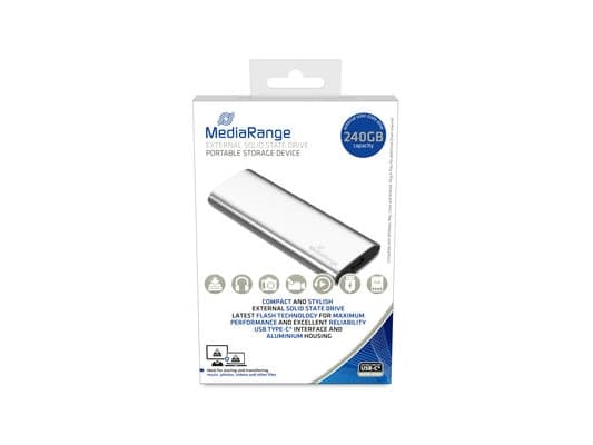 MediaRange MR1101 - SSD - 240 GB - extern (portabel) - M.2 - USB 3.2 Gen 2 (USB-C kontakt) - silver