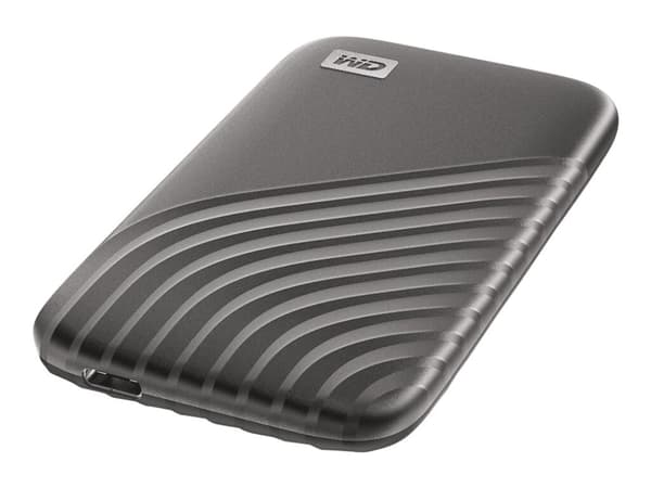 WD My Passport SSD WDBAGF0010BGY - SSD - krypterat - 1 TB - extern (portabel) - USB 3.2 Gen 2 (USB-C kontakt) - 256 bitars AES - rymdgrå
