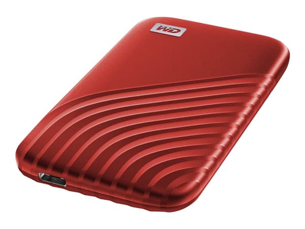WD My Passport SSD WDBAGF0010BRD - SSD - krypterat - 1 TB - extern (portabel) - USB 3.2 Gen 2 (USB-C kontakt) - 256 bitars AES - röd