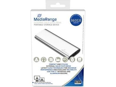 MediaRange MR1103 - SSD - 960 GB - ekstern (bærbar) - USB 3.2 Gen 2 (USB-C kontakt) - sølv