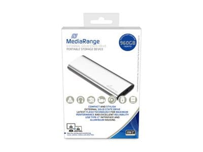 MediaRange MR1103 - SSD - 960 GB - ekstern (bærbar) - USB 3.2 Gen 2 (USB-C kontakt) - sølv