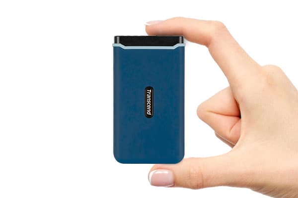 Transcend ESD370C - SSD - 1 TB - extern (bärbar) - USB 3.2 Gen 2 (USB-C stikforbindelse) - marineblå