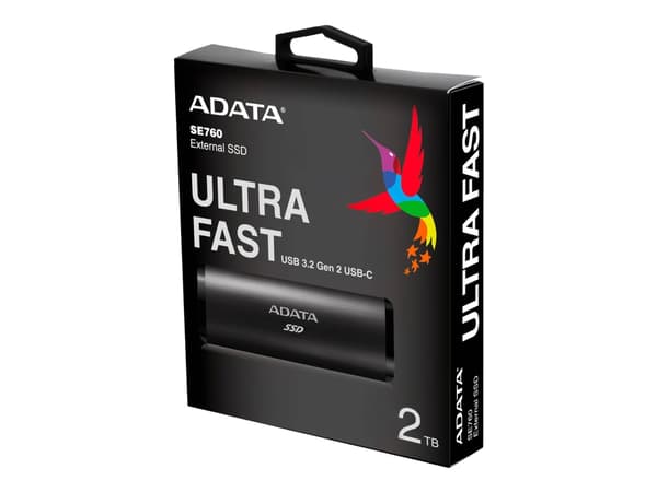 ADATA SE760 - SSD - 2 TB - extern (portabel) - USB 3.2 Gen 2 (USB-C kontakt) - svart