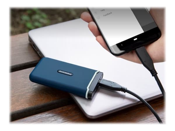 Transcend ESD350C - SSD - 250 GB - extern (bärbar) - M.2 - USB 3.1 Gen 2 - marineblå