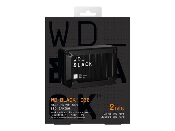 WD_BLACK D30 WDBATL0020BBK - SSD - 2 TB - ekstern (bærbar) - USB 3.0 (USB-C kontakt) - svart