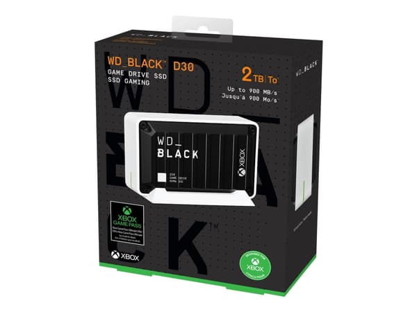 WD_BLACK D30 for Xbox WDBAMF0020BBW - SSD - 2 TB - ekstern (bærbar) - USB 3.0 (USB-C kontakt) - svart