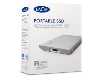 LaCie Portable SSD STKS1000400 - SSD - 1 TB - extern (bärbar) - USB (USB-C stikforbindelse) - månesølv - med Seagate Rescue Data Recovery