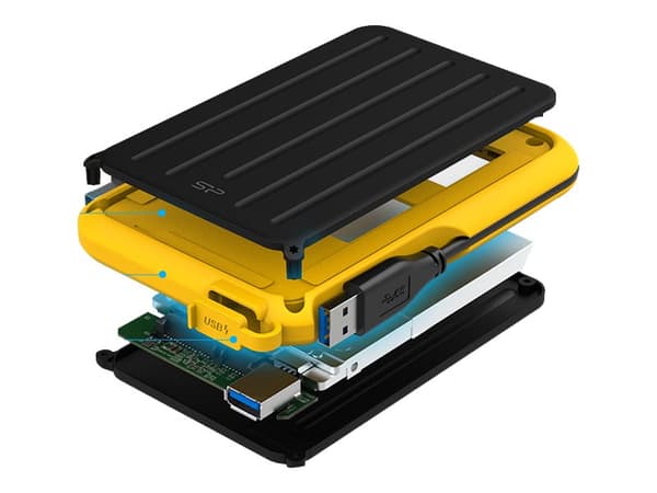 SILICON POWER Armor A66 - Harddisk - 2 TB - ekstern (bærbar) - USB 3.2 Gen 1 - svart/gul