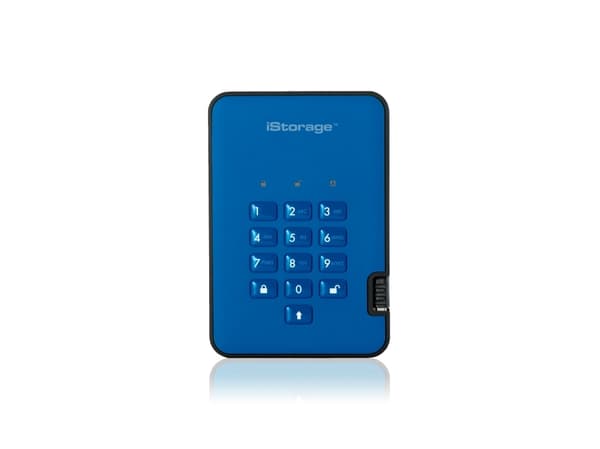iStorage diskAshur 2, 2 TB, 3.2 Gen 1 (3.1 Gen 1), 5400 RPM, Blå