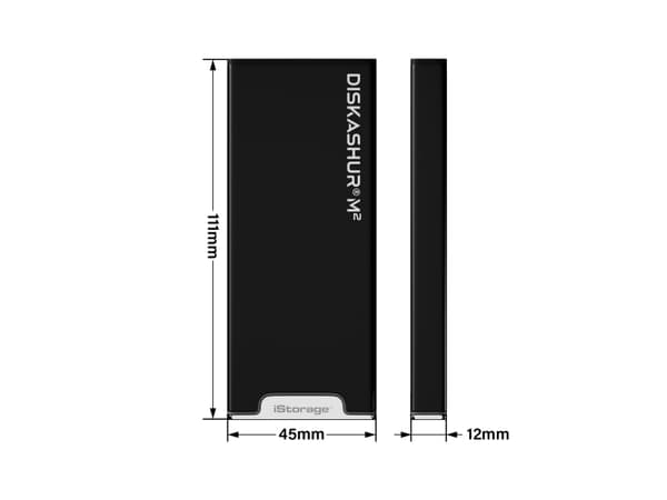 iStorage diskAshur M2 PIN, 2000 GB, Micro-USB B, 3.2 Gen 1 (3.1 Gen 1), 370 MB/s, Salasanasuojaus, Musta