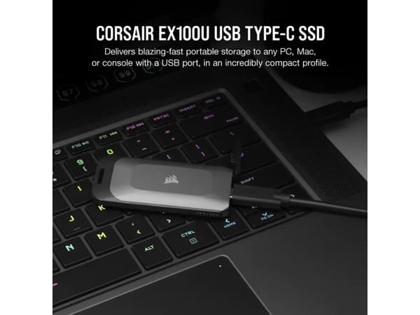 CORSAIR EX100U - SSD - 4 TB - extern (bärbar) - USB 3.2 Gen 2x2 (USB-C stikforbindelse)