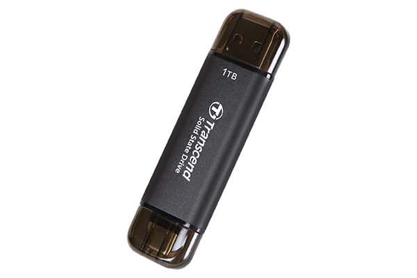 Transcend ESD310C - SSD - 1 TB - ekstern (bærbar) - USB 3.2 Gen 2x1 (USB-C kontakt) - svart