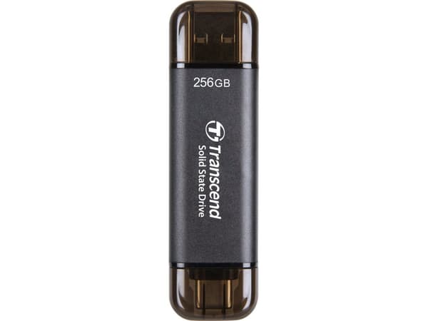 Transcend ESD310C - SSD - 256 GB - ekstern (bærbar) - USB 3.2 Gen 2x1 (USB-C kontakt) - svart