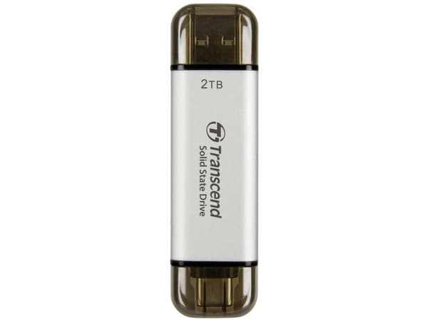 Transcend ESD310 - SSD - 2 TB - ekstern (bærbar) - USB 3.2 Gen 2x1 (USB-C kontakt) - sølv
