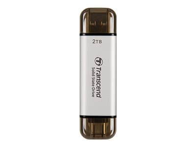 Transcend ESD310 - SSD - 2 TB - ekstern (bærbar) - USB 3.2 Gen 2x1 (USB-C kontakt) - sølv